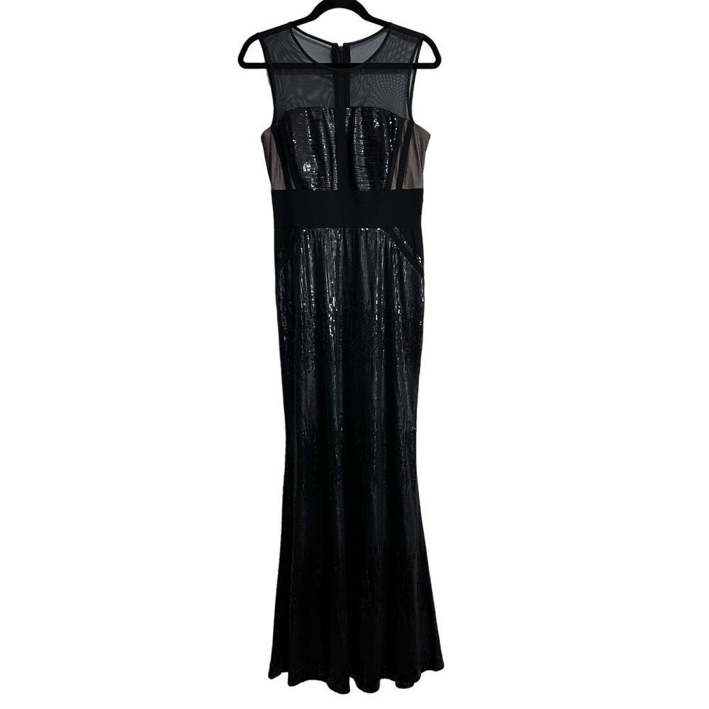 Calvin Klein Black Sequin Mesh Insert Trumpet Hem… - image 2